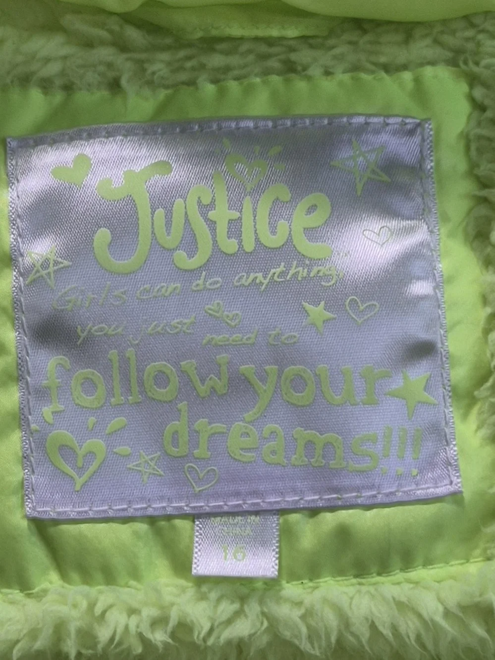 Justice brand size